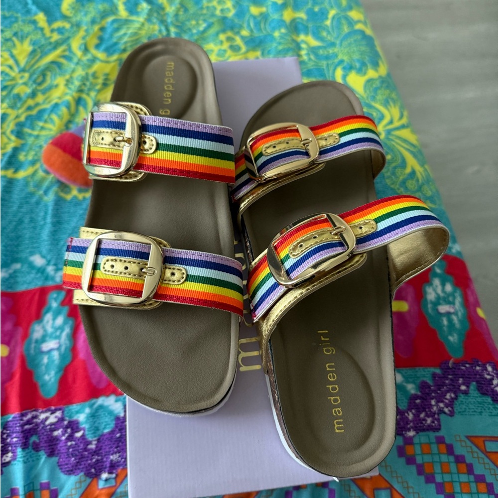 Madden Girl  Multicolor Buckle Sandals